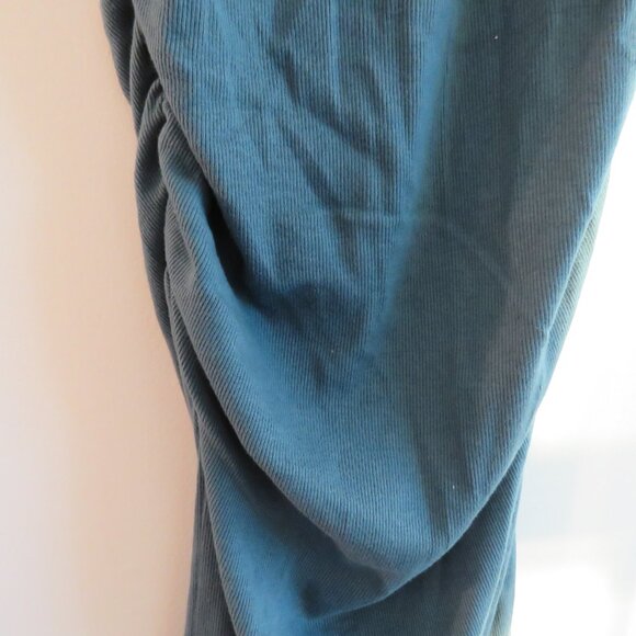 MICHAEL STARS Lucinda Ultra Rib Ribbed Bodycon Ruched Midi Dress in Pebble NWT - Picture 5 of 13